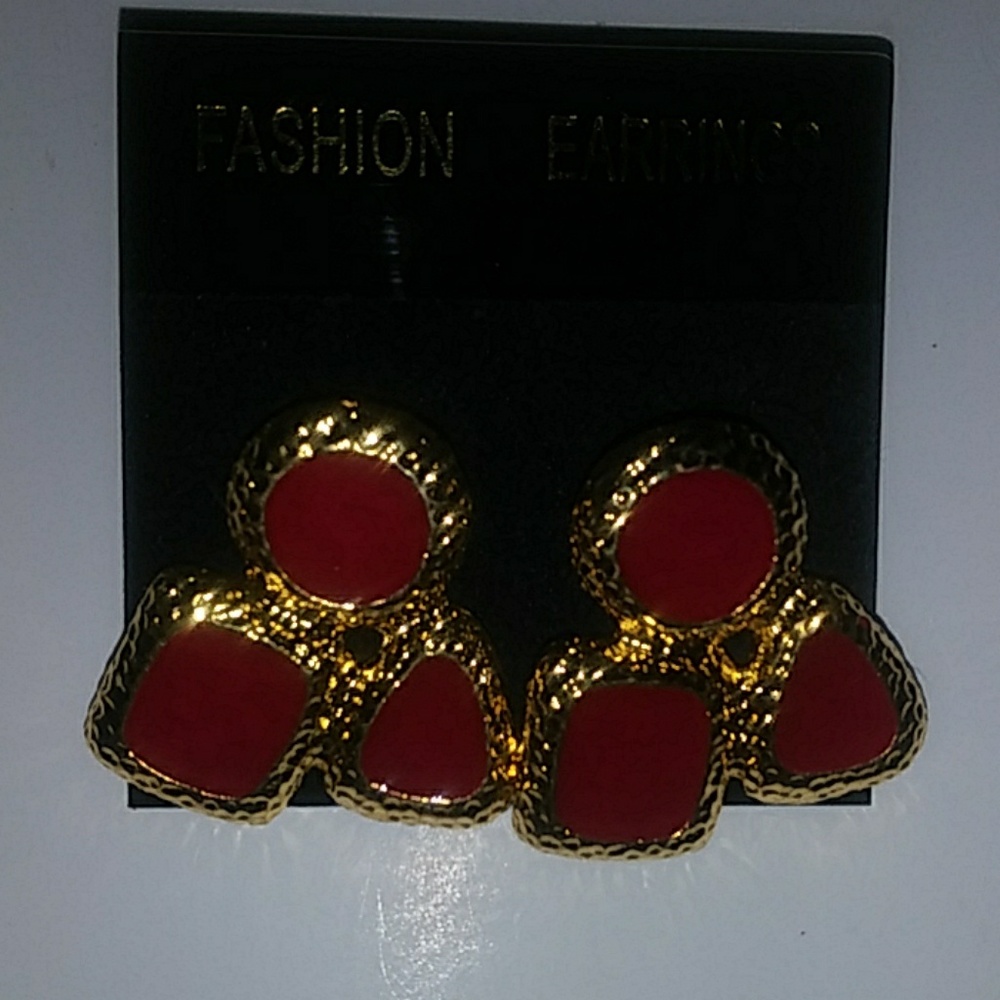 RED AND GOLD CUSTOM EARRINGS